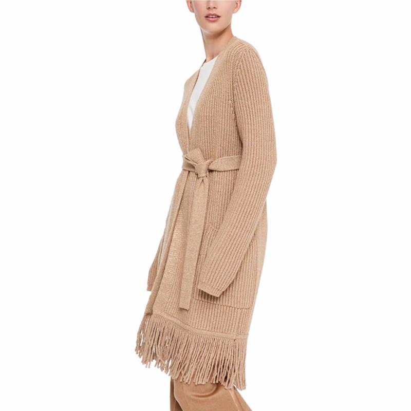 Shop (W) ''스맥스마라 맥스마라 캐시미어 프린지 웨이스트 스웨터 라이트 브라운'' 13461003670-001