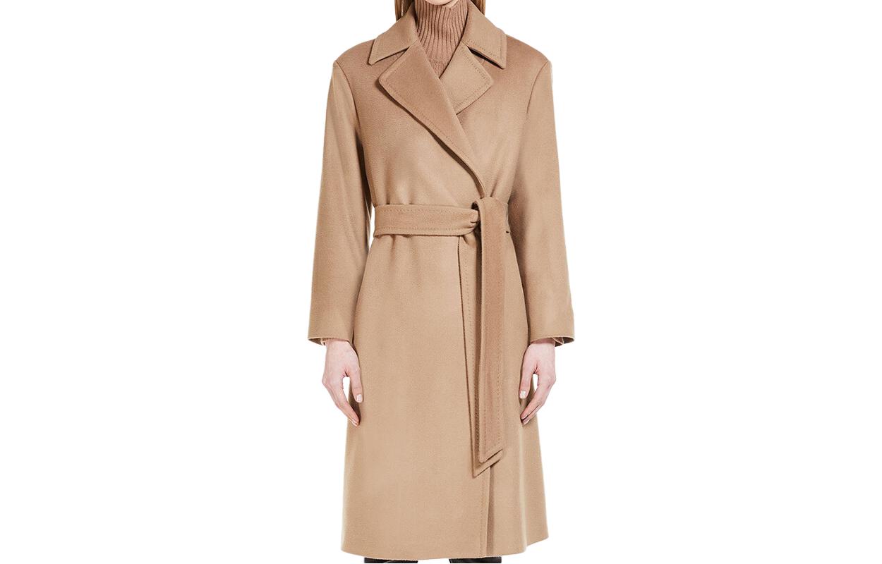 (Women) 'S Max Mara MaxMara Casual Mid-Length Belted Coat Solid Color Camel Brown 6016173306