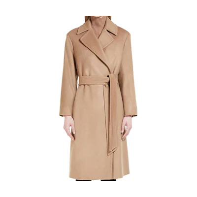 (Women) 'S Max Mara MaxMara Casual Mid-Length Belted Coat Solid Color Camel Brown 6016173306