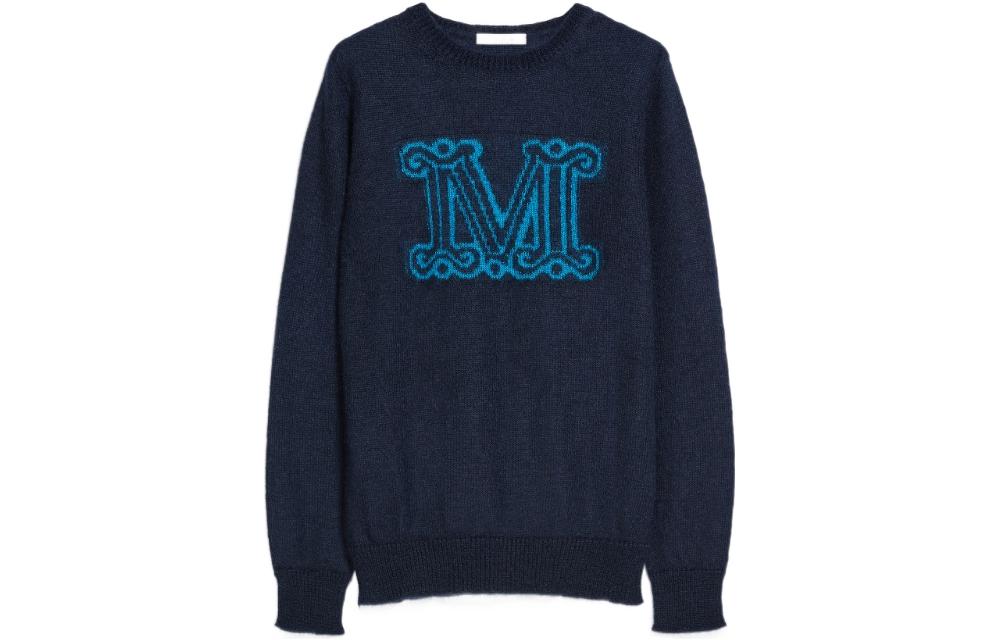 Order (Women) 'S Max Mara MaxMara Chantal FW22  Blue Logo Jacquard Knit Sweater. 1366022306022-CHANTAL