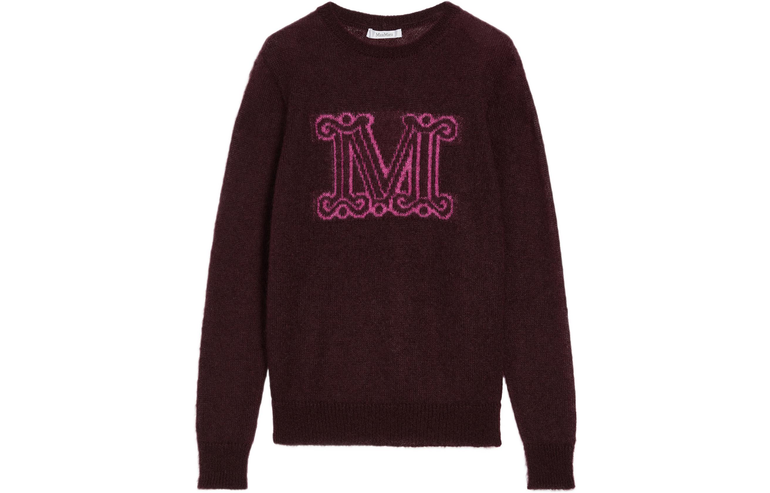 (Women) 'S Max Mara MaxMara Chantal FW22 Red Logo Jacquard Knit Crewneck Sweater Women 1366022306021-CHANTAL