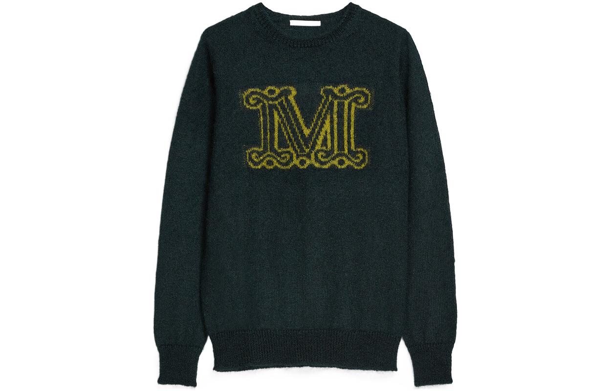 (Women) 'S Max Mara MaxMara Chantal Logo Jacquard Knit Sweater Green -  Round Neck Pullover. 1366022306023-CHANTAL