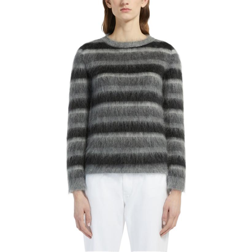 Lookbook (W) ''S Max Mara Colonia Baju Jalur Lengan Panjang Leher Bulat Wanita Kelabu 1366092306009-COLONIA