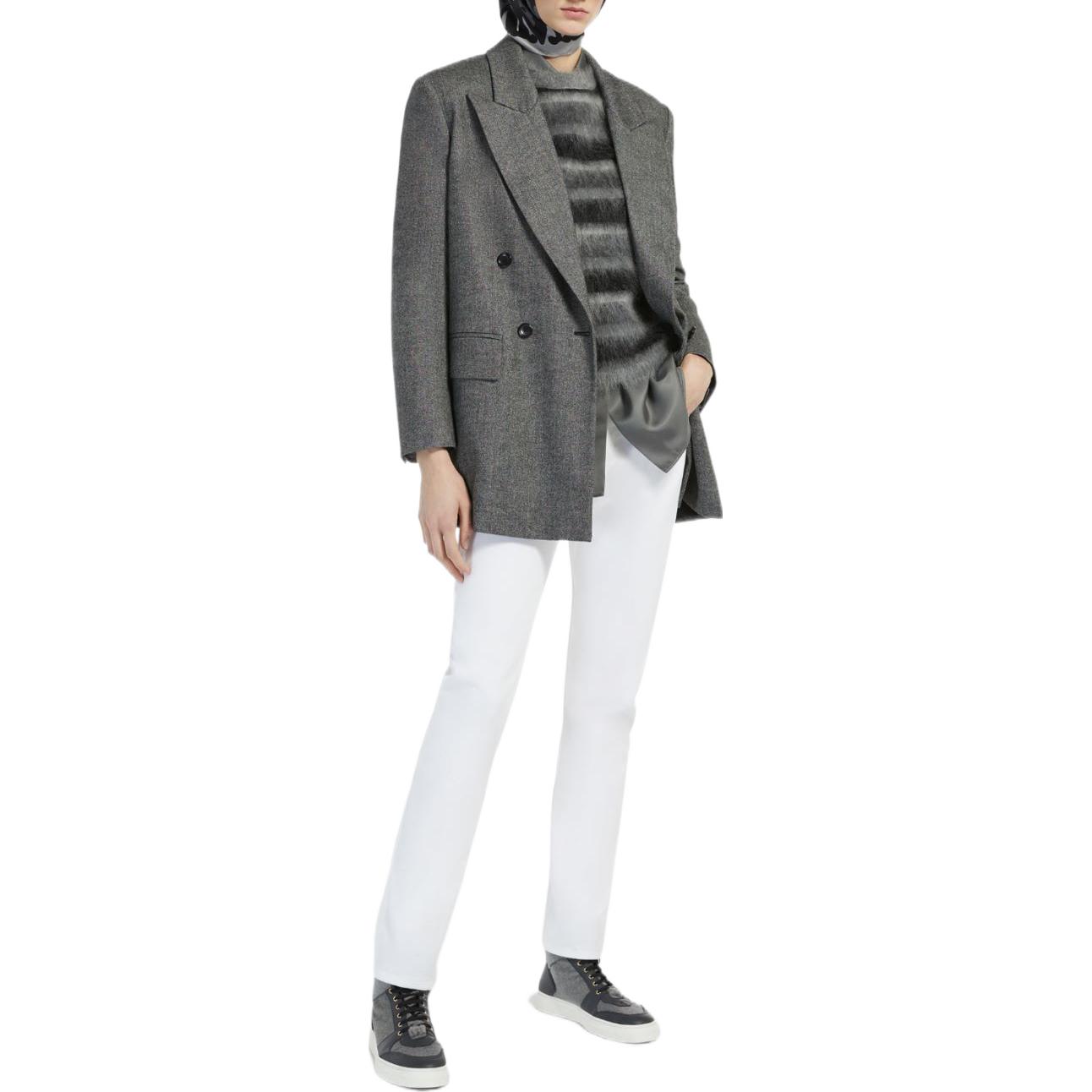 Purchase (W) ''S Max Mara Colonia Baju Jalur Lengan Panjang Leher Bulat Wanita Kelabu 1366092306009-COLONIA