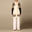 Shop (Women) 'S Max Mara MaxMara Colorblock Knit Sweater with Belt Cream Yellow 13410111600-009