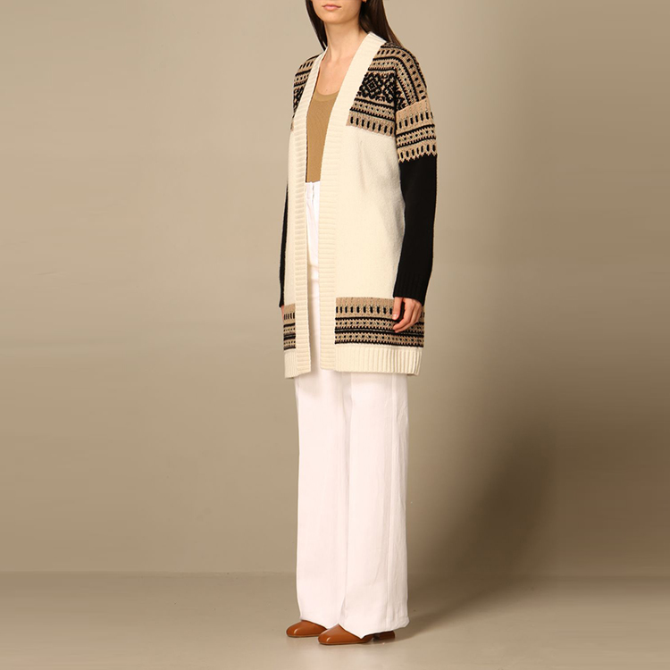 Details for (Women) 'S Max Mara MaxMara Colorblock Knit Sweater with Belt Cream Yellow 13410111600-009