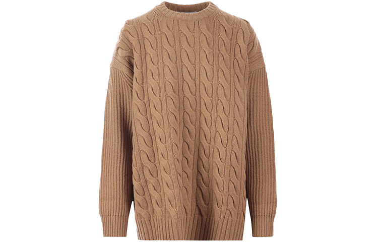 (Women) 'S Max Mara MaxMara Crewneck Long Sleeve Wool Sweater Camel Color. 1366051360012110002