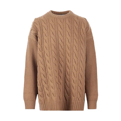 (Women) 'S Max Mara MaxMara Crewneck Long Sleeve Wool Sweater Camel Color. 1366051360012110002