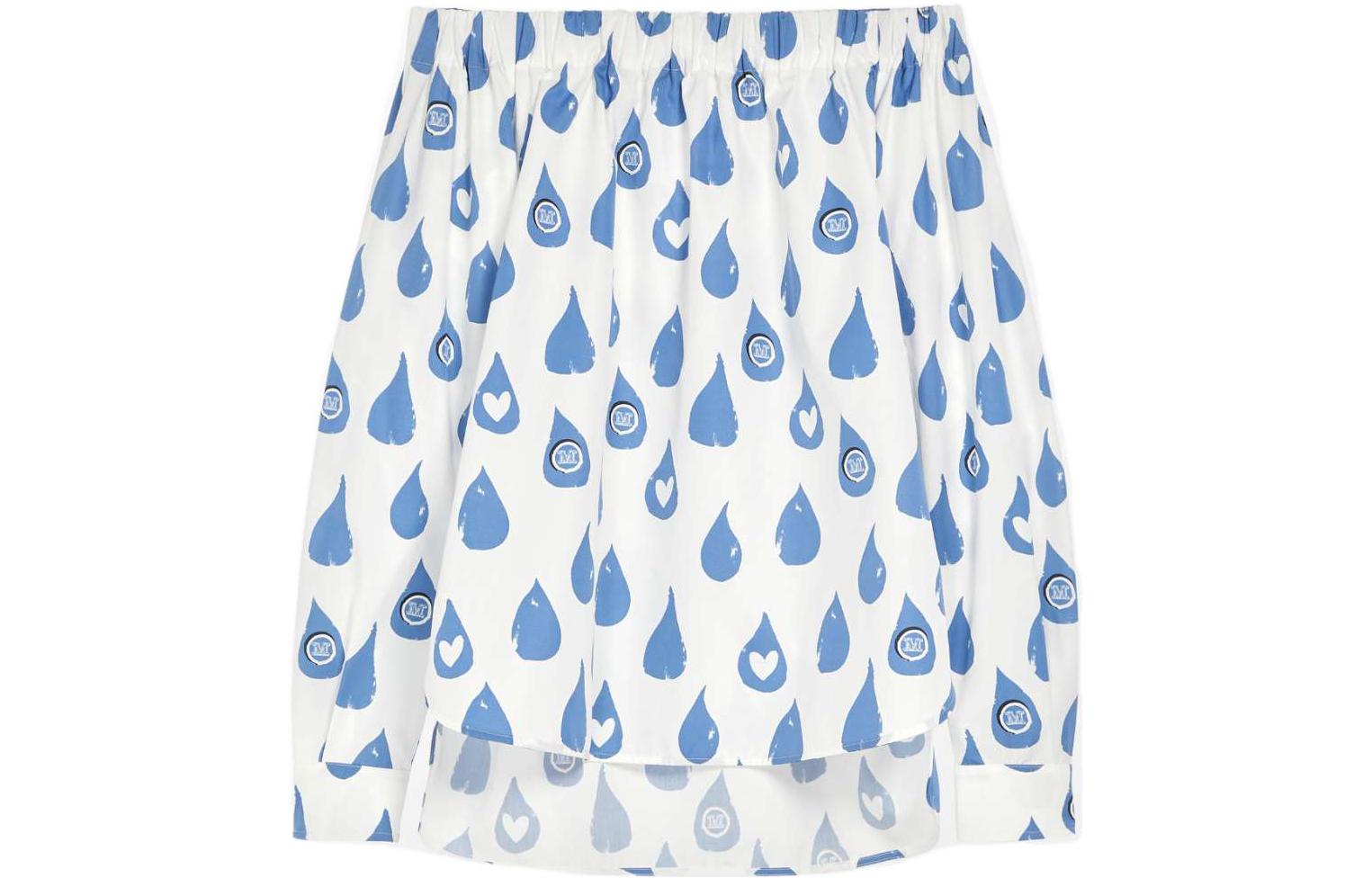 (Women) 'S Max Mara MaxMara Curacao  White Off-Shoulder Heart Print Cotton Shirt 1111062206005-CURACAO