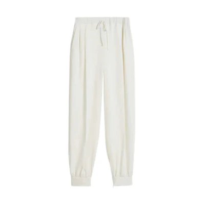 (Women) 'S Max Mara MaxMara Curzio White Casual Jogger Pants with Drawstring. 1136081906001-CURZIO