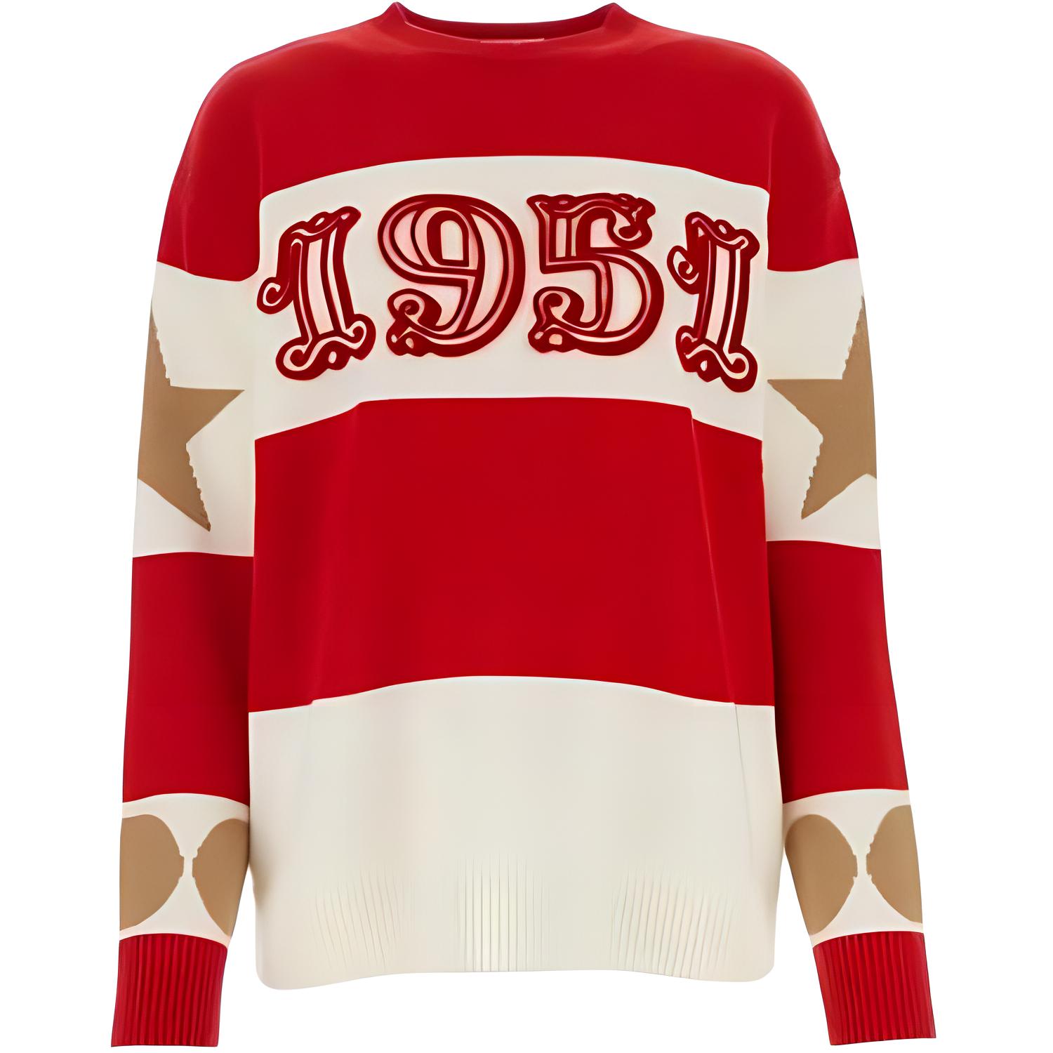 (Women) 'S Max Mara MaxMara Dirce  Red Cashmere Sweater with Letter Print and Long Sleeves 1366124106010-DIRCE