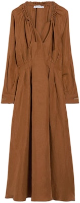 (W) Vestido Midi de Lino y Seda Manga Larga Escote en V Max Mara Drina - Tabaco. 1221094206002-DRINA Buy (W) Vestido Midi de Lino y Seda Manga Larga Escote en V Max Mara Drina - Tabaco. 1221094206002-DRINA