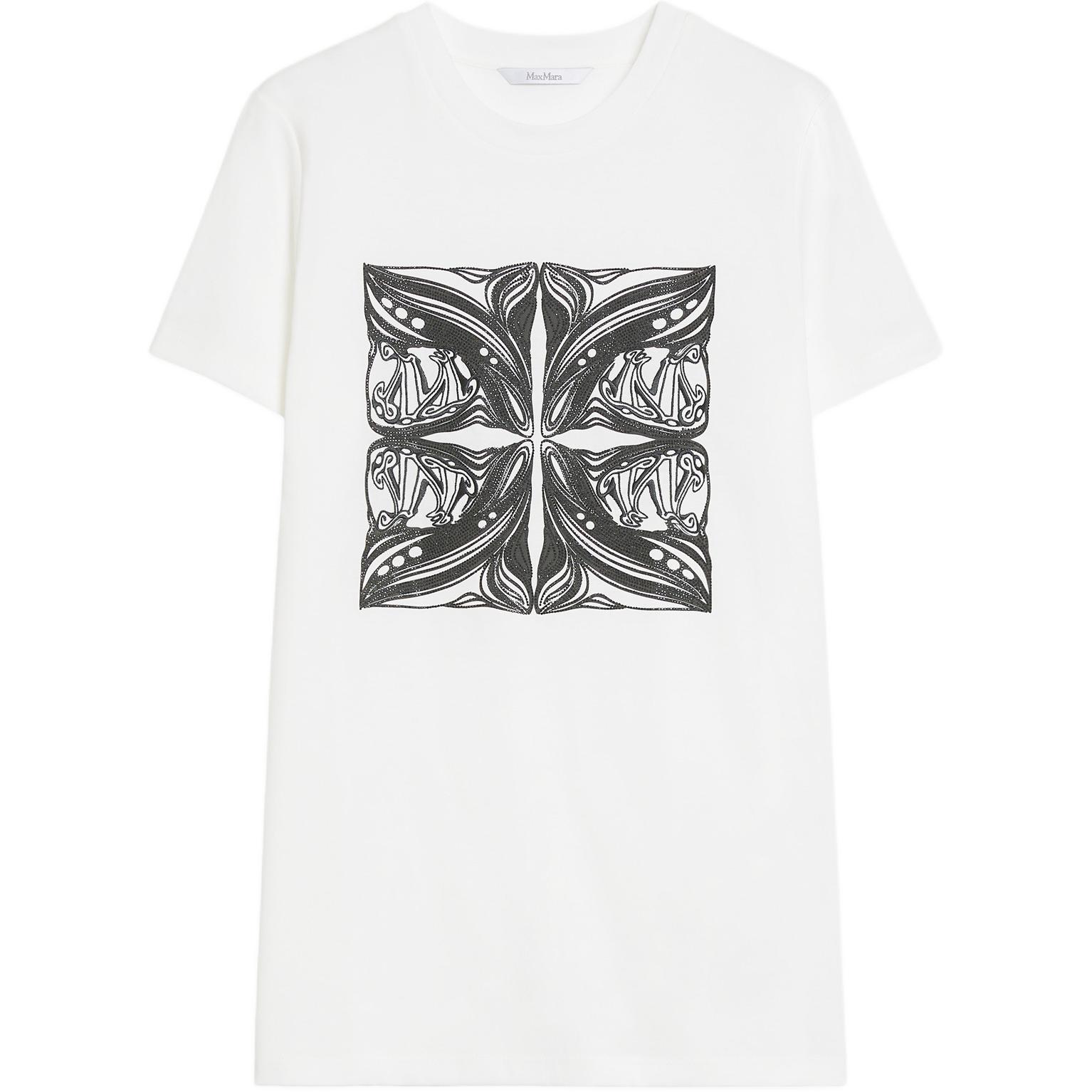 Order (Women) 'S Max Mara MaxMara Farad Embroidered Jersey Crewneck Short Sleeve T-Shirt White for Women 1946034206004-FARAD