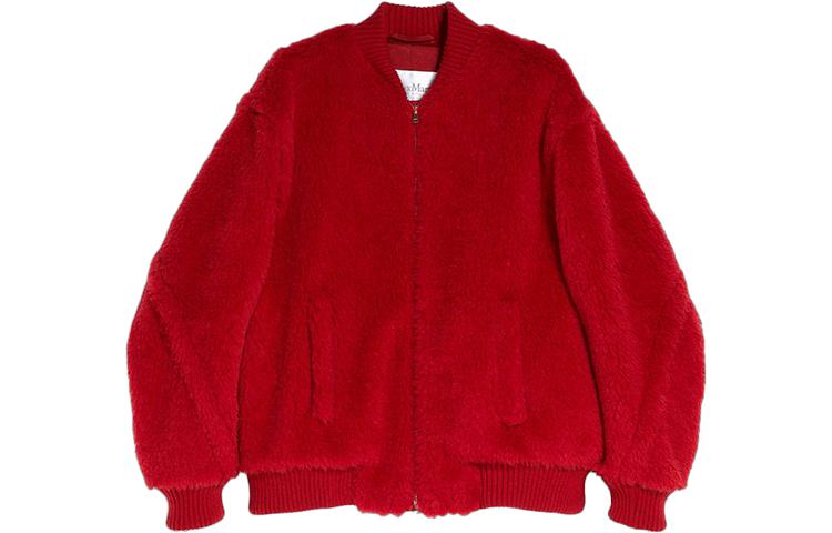 (Women) 'S Max Mara MaxMara Felice Alpaca Blend Red Short Bomber Jacket for Women. 1081042106012-FELICE