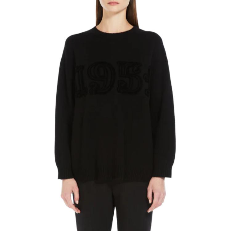 (Women) 'S Max Mara MaxMara Fido1 Wool Cashmere Pullover Black Letter Print Crewneck Sweater Women 1366244206041-FIDO1 圖 4