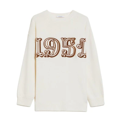 (Women) 'S Max Mara MaxMara Fido Series White Letter Print Crewneck Sweatshirt. 1366244206040-FIDO
