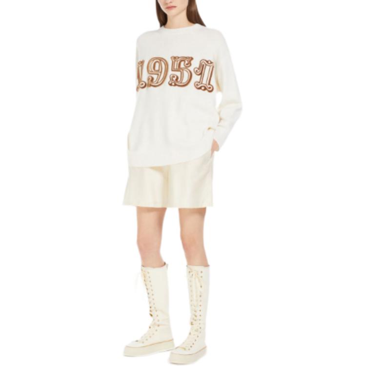 Lookbook (Women) 'S Max Mara MaxMara Fido Series  White Letter Print Crewneck Sweatshirt. 1366244206040-FIDO