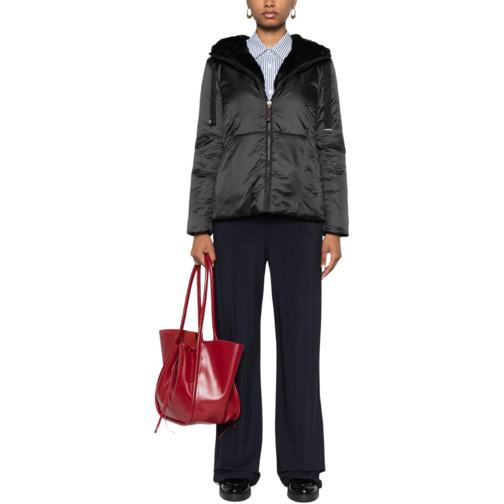 (Women) 'S Max Mara MaxMara Flinn  Black Textured Zip-Up Hooded Jacket with Long Sleeves 2429486014600-FLINN 圖 3