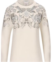 (Women) 'S Max Mara MaxMara Floral Knit Crewneck Pullover Long Sleeve Sweater Women White 3136613306-001 (Women) 'S Max Mara MaxMara Floral Knit Crewneck Pullover Long Sleeve Sweater Women White 3136613306-001