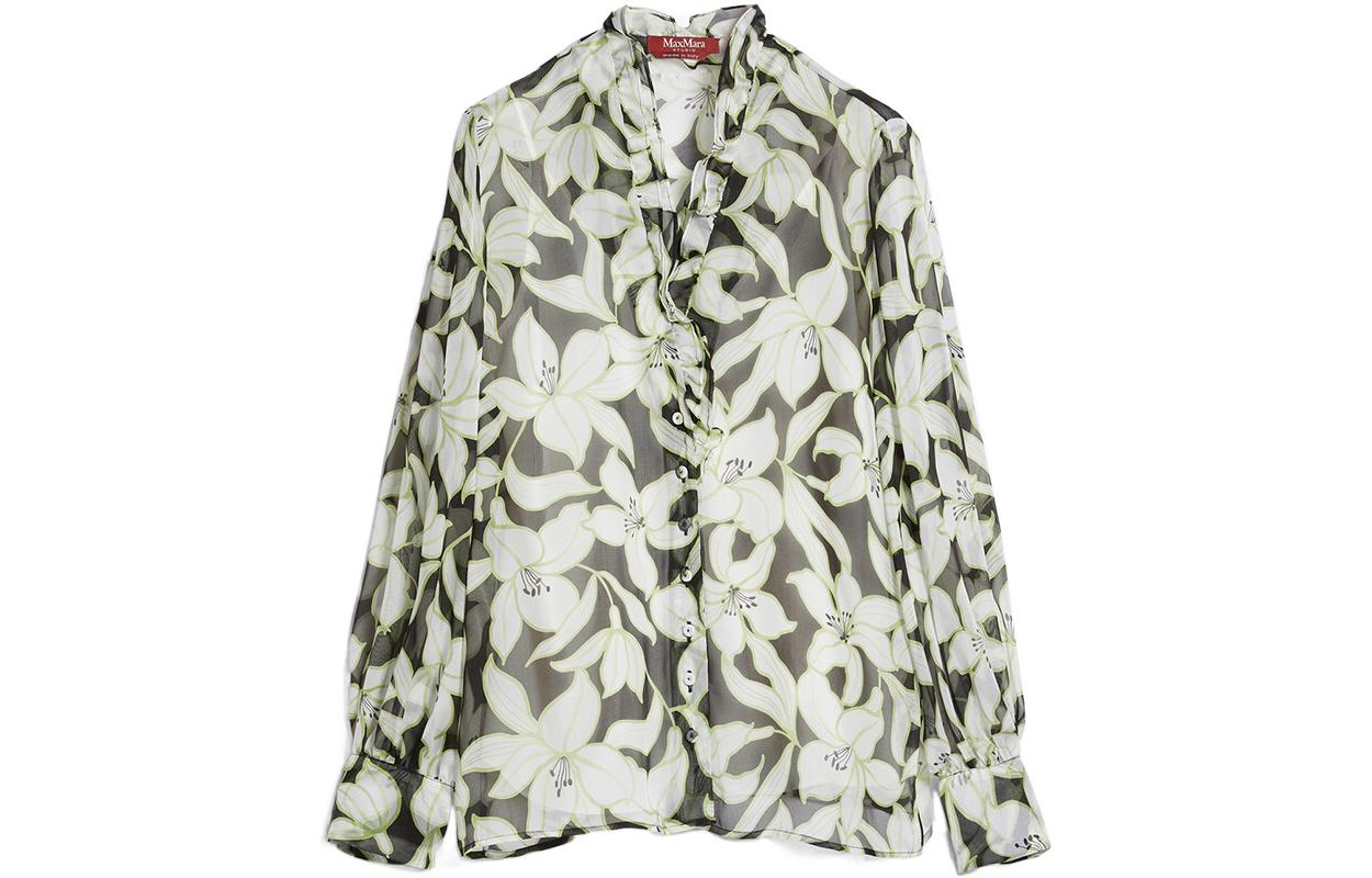 (Women) 'S Max Mara MaxMara Floral Print Long Sleeve Shirt Green 6261023706