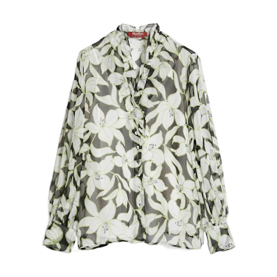 (Women) 'S Max Mara MaxMara Floral Print Long Sleeve Shirt Green 6261023706