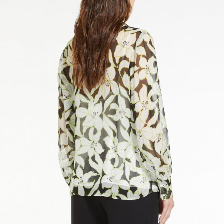 Shop (Women) 'S Max Mara MaxMara Floral Print Long Sleeve Shirt Green 6261023706