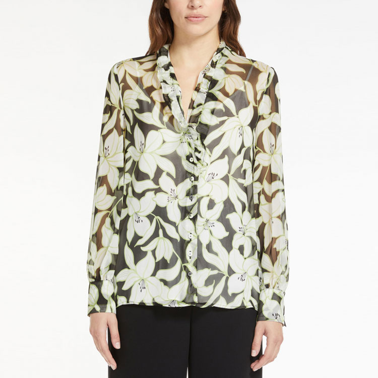 Purchase (Women) 'S Max Mara MaxMara Floral Print Long Sleeve Shirt Green 6261023706