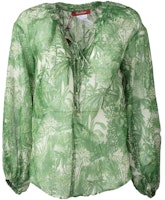 (Women) 'S Max Mara MaxMara Floral Print V-Neck Long Sleeve Blouse Women Green 62610131600-003 (Women) 'S Max Mara MaxMara Floral Print V-Neck Long Sleeve Blouse Women Green 62610131600-003