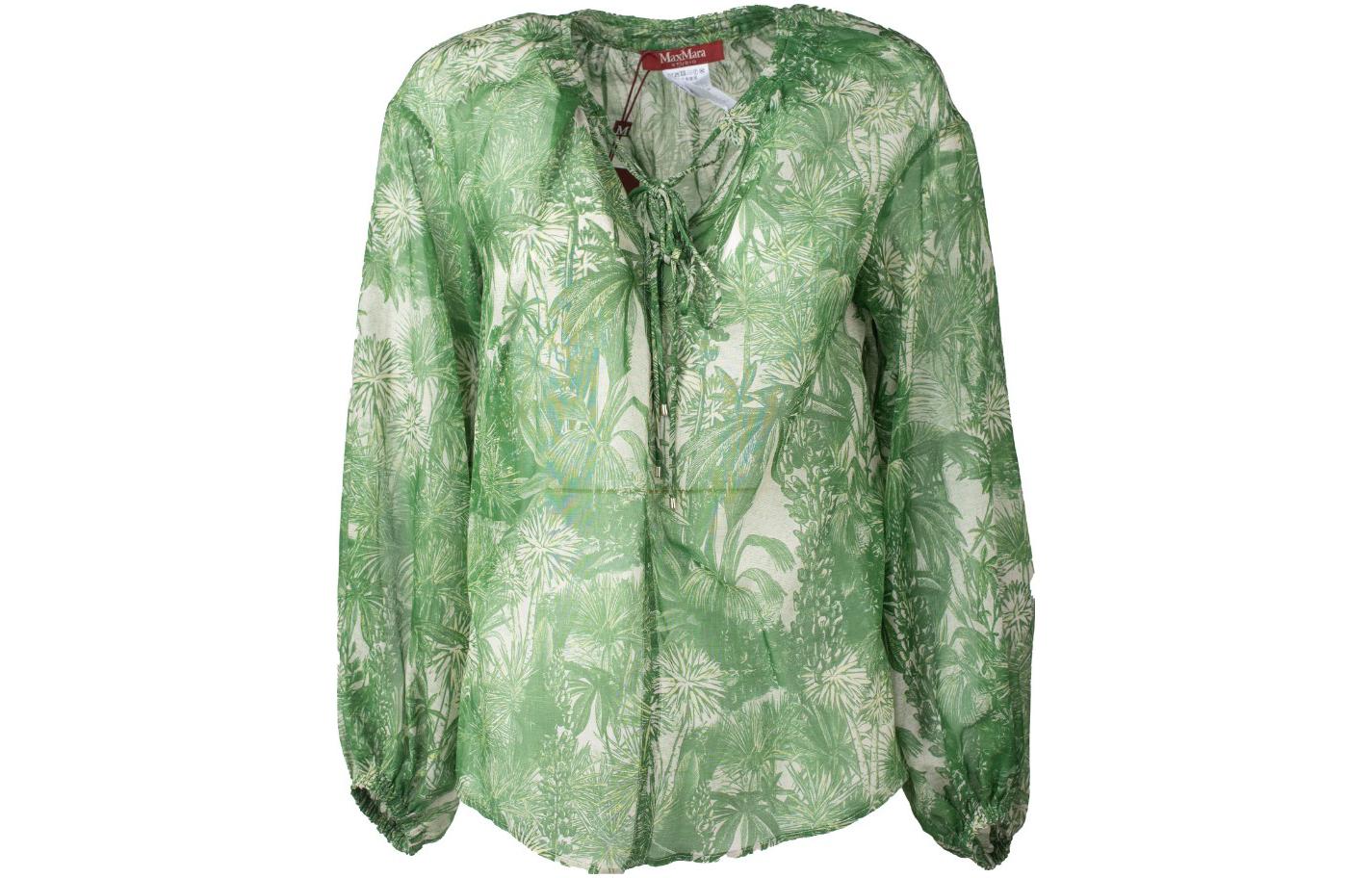 Order (Women) 'S Max Mara MaxMara Floral Print V-Neck Long Sleeve Blouse Women Green 62610131600-003