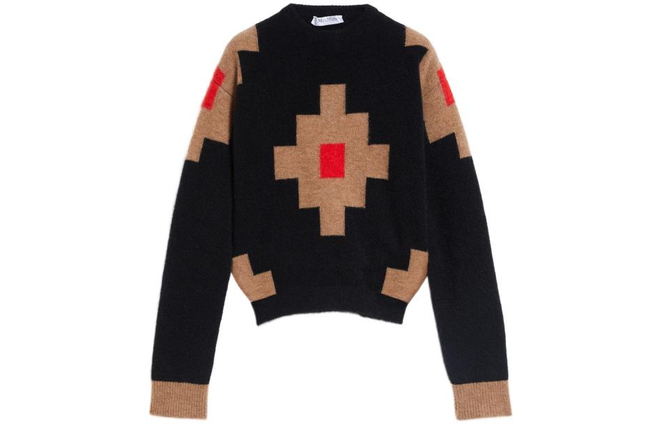 Order (W) ''Max Mara FW22 Sweater Hitam Mohair Wool Knit Jacquard''. 1366182606