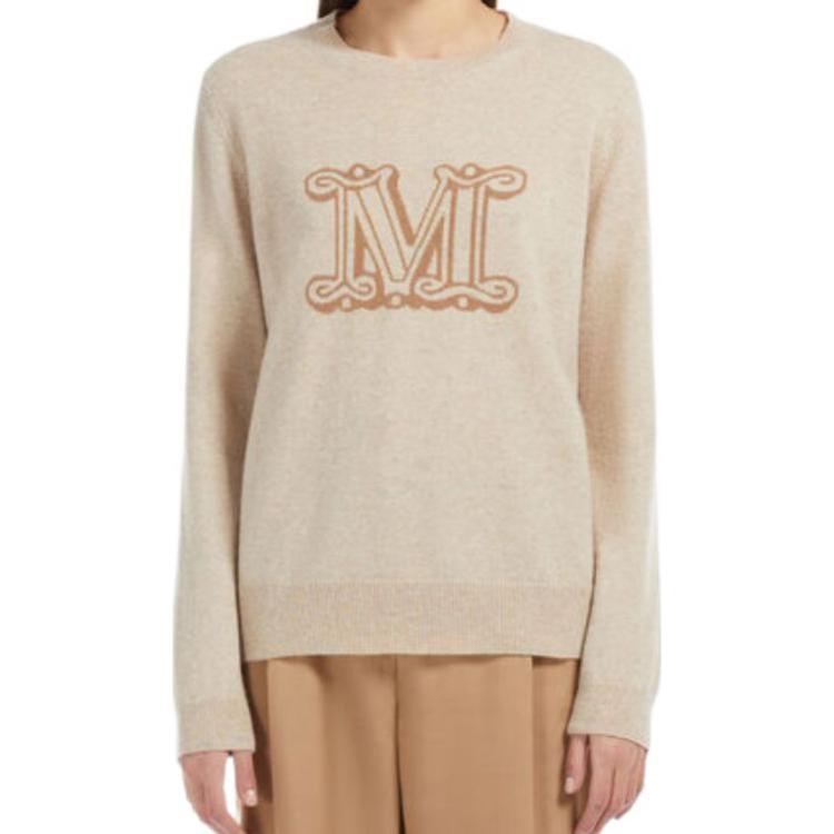 Shop (W) 막스마라 FW22 로고 자카드 크루넥 스웨터 라이트 카멜. 13661029600002BIMBA