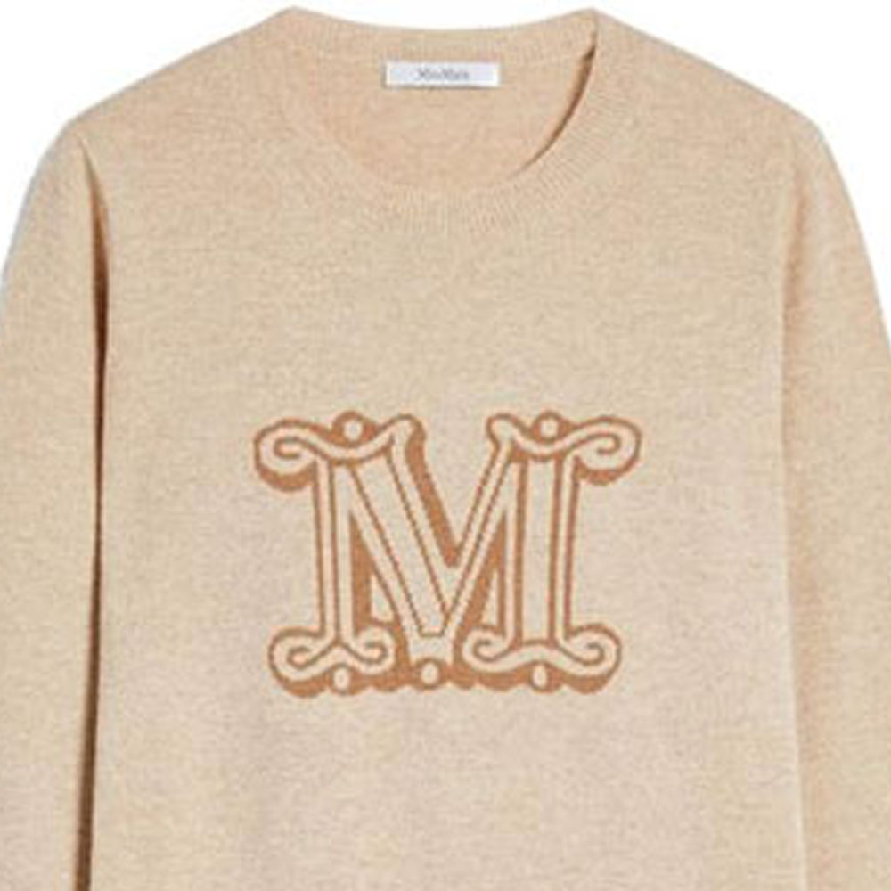 Details for (W) 막스마라 FW22 로고 자카드 크루넥 스웨터 라이트 카멜. 13661029600002BIMBA