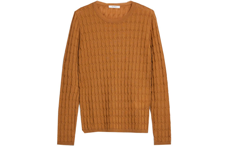 (Women) 'S Max Mara MaxMara FW22  Solid Cable Knit Wool Sweater Beige 1366172306003-ECHO