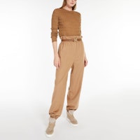(W) ''S Max Mara MaxMara FW22 Sweater Rajut Wol Kabel Solid Beige 1366172306003-ECHO Shop (W) ''S Max Mara MaxMara FW22 Sweater Rajut Wol Kabel Solid Beige 1366172306003-ECHO