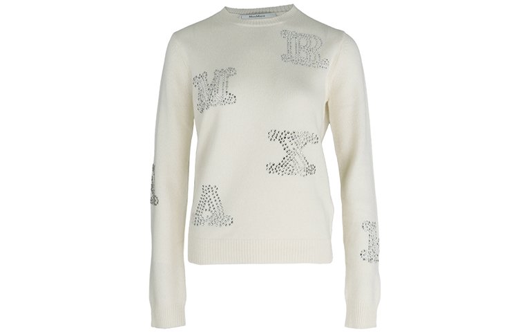 Order (W) ''Suéter de punto blanco Max Mara FW22 con logo de strass y mangas largas. 13660429001