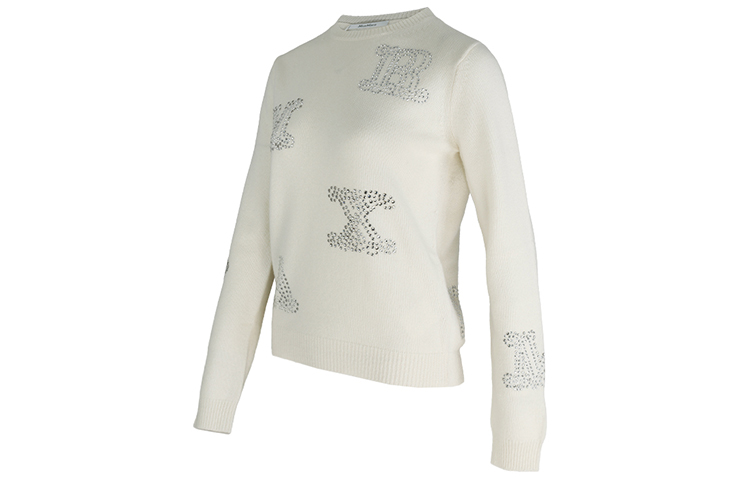 Lookbook (W) ''Suéter de punto blanco Max Mara FW22 con logo de strass y mangas largas. 13660429001