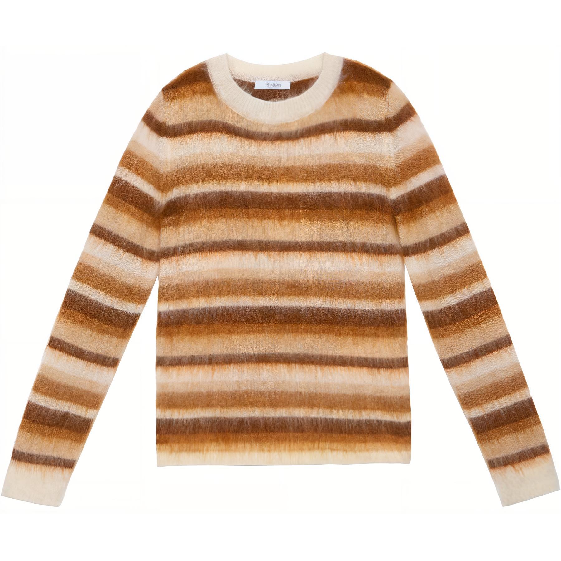 (Women) 'S Max Mara MaxMara FW22 Striped Mohair Wool Sweater Women’s Brown Pullover. 1366092306010-colonia