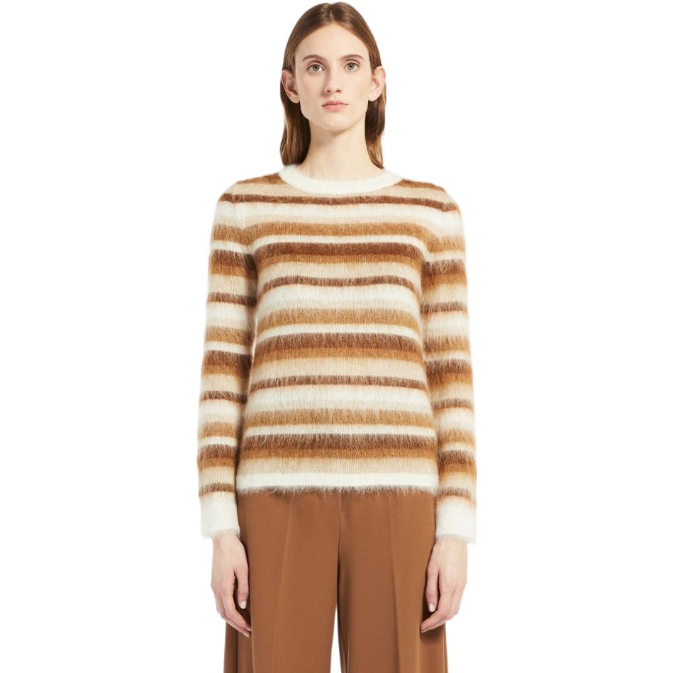 Shop (W) ''斯麦克斯玛拉 MaxMara 2022秋冬条纹羊毛马海毛毛衣 女士棕色套头衫'' 1366092306010-colonia