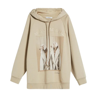 (Women) 'S Max Mara MaxMara FW23 Brown Hoodie with Pattern Print and Embroidered Logo. 2319260139600-SABBIA