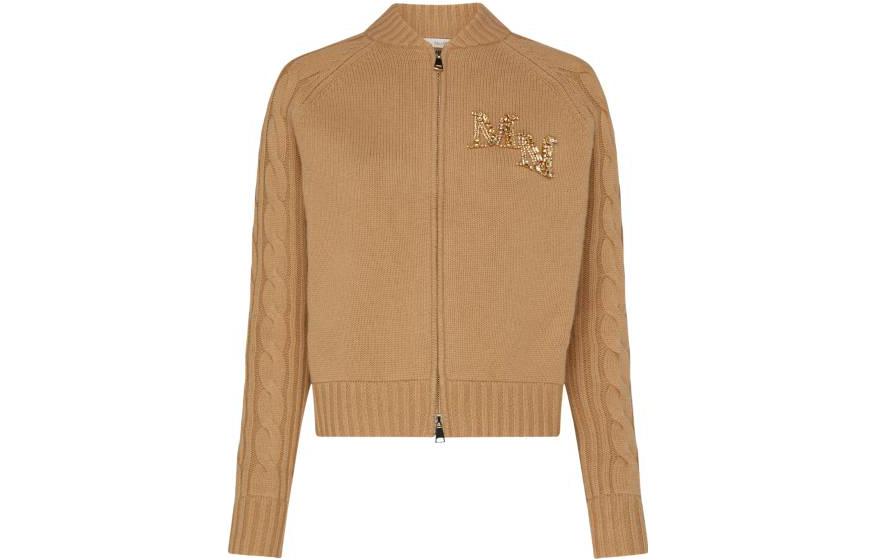 (Women) 'S Max Mara MaxMara FW23  Brown Slim-Fit Patterned Long-Sleeve Sweater 2313460339600005