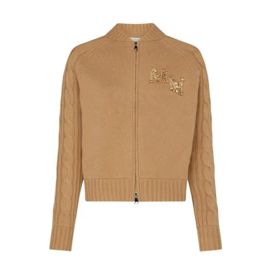 (Women) 'S Max Mara MaxMara FW23 Brown Slim-Fit Patterned Long-Sleeve Sweater 2313460339600005