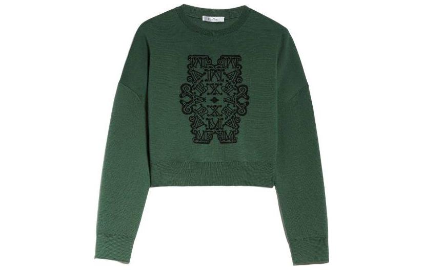 Order (Women) 'S Max Mara MaxMara FW23  Oversized Graphic Print Crewneck Sweatshirt Green. 2313661239670013
