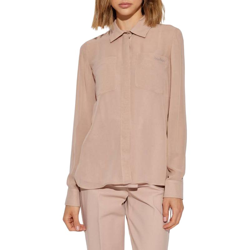 Shop (W) ''Max Mara FW24 Baju Longgar Lengan Panjang Warna Pink Crew Neck untuk Wanita'' 1266014106-020