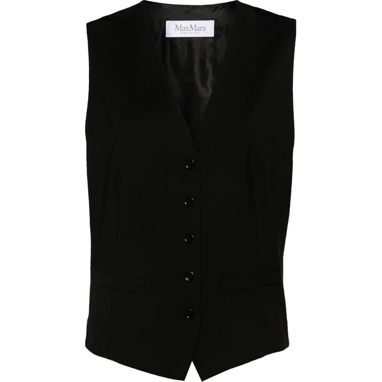 (Women) 'S Max Mara MaxMara FW24  Sleeveless V-Neck Waistcoat Black 2421156011600-004
