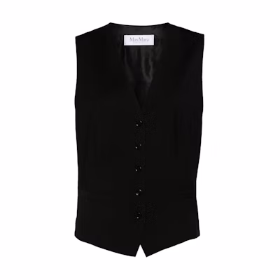 (Women) 'S Max Mara MaxMara FW24 Sleeveless V-Neck Waistcoat Black 2421156011600-004