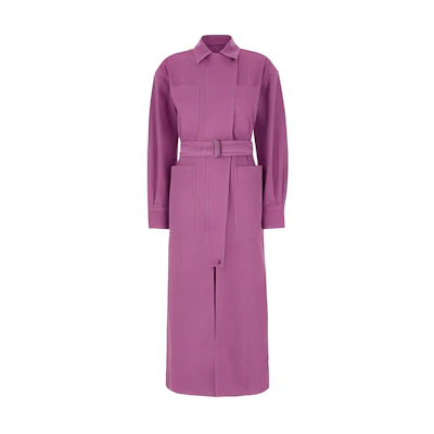 (Women) 'S Max Mara MaxMara Gemona Belted Collar Long Trench Coat Women’s Light Purple. 1121094306008-GEMONA