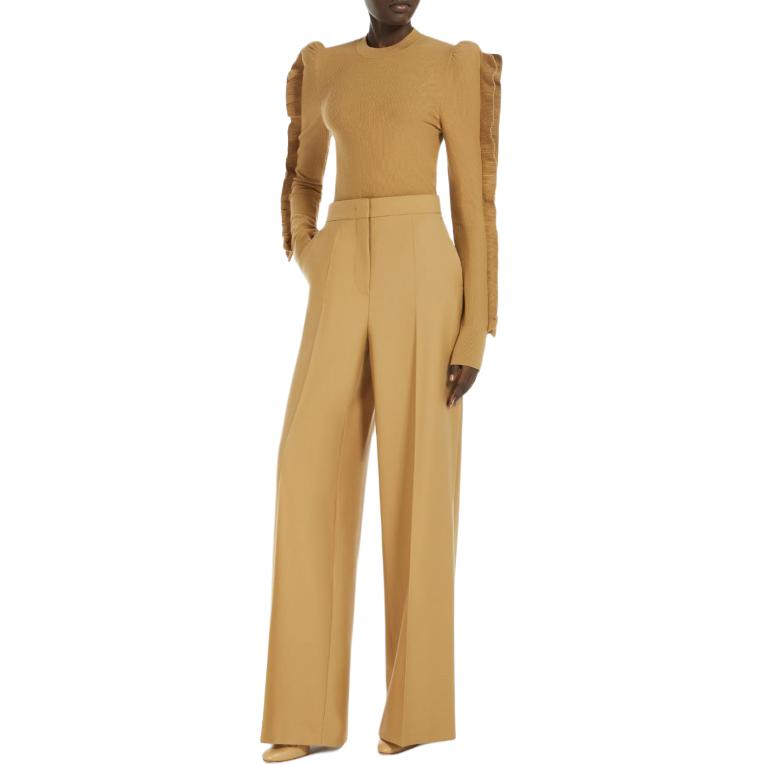 Lookbook (Women) 'S Max Mara MaxMara Genero  Yellow Long-Sleeve Lace-Trim Knit Sweater. 1366074106003-GENERO