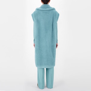 (W) ''S マックスマーラ ゲッタタシリーズ ロングファーカラーベスト スモークブルー 1271011106007-GETTATA Shop (W) ''S マックスマーラ ゲッタタシリーズ ロングファーカラーベスト スモークブルー 1271011106007-GETTATA