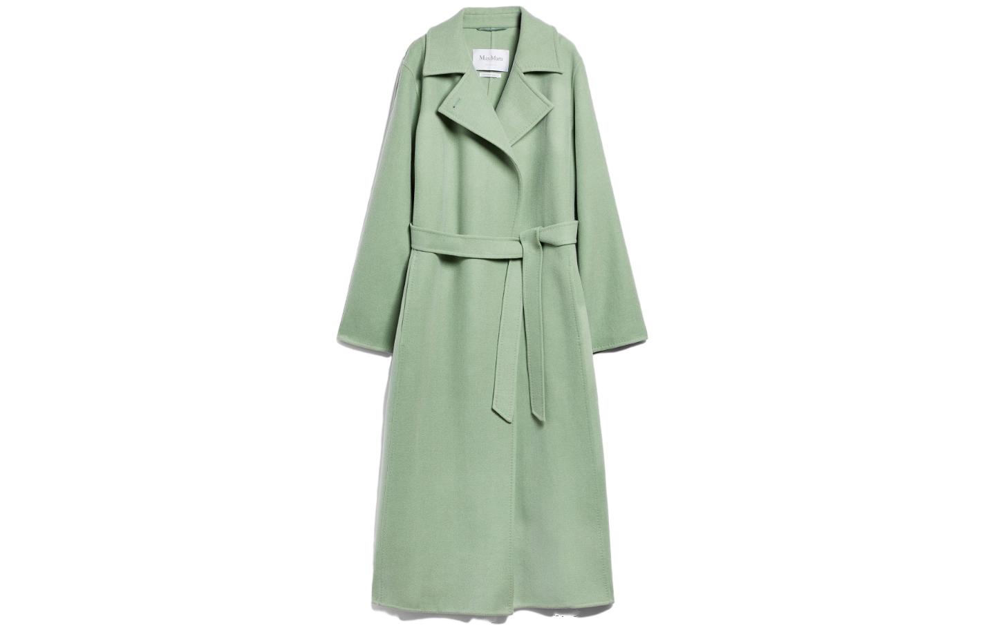 (Women) 'S Max Mara MaxMara Hans  Green Wool-Cashmere Coat with Wide Lapel Design 1011153806004-HANS