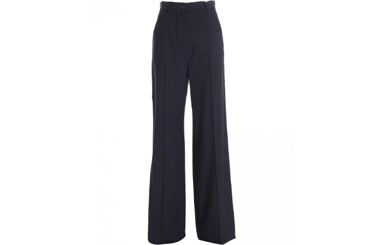 (Women) 'S Max Mara MaxMara High-Waist Wide-Leg Blue Casual Pants 11361419600003-Opera